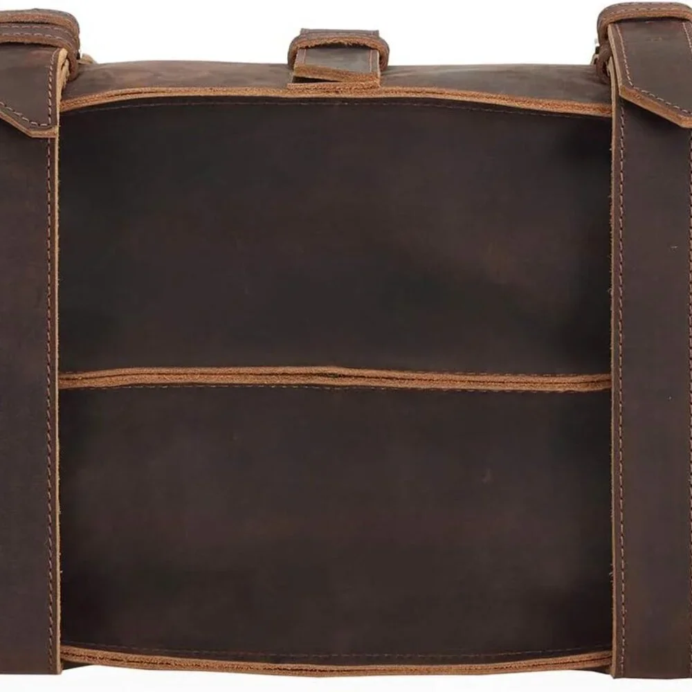 Polare Thick Full Grain Leather 16'' Briefcase Shoulder Messenger Bag For Men Fi